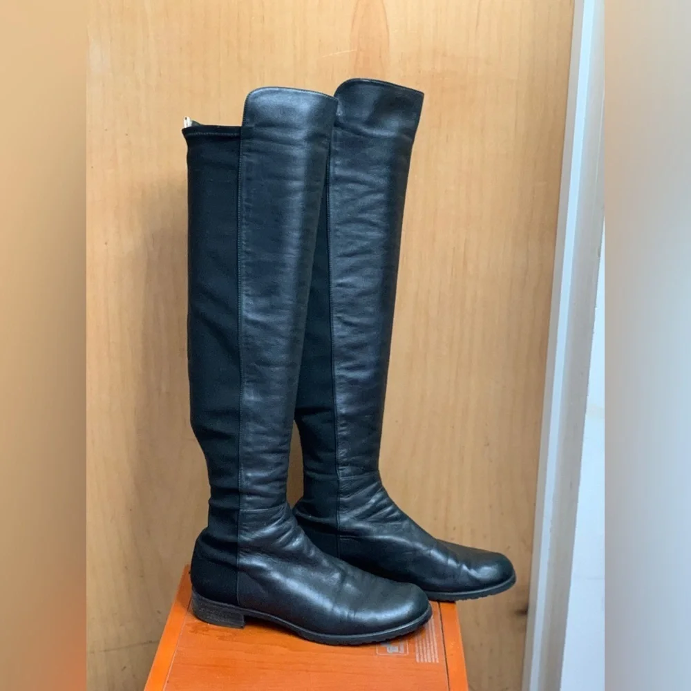 Stuart Weitzman Black Bold Over the Knee Boots.   Size-8.5    Classic Minimalist